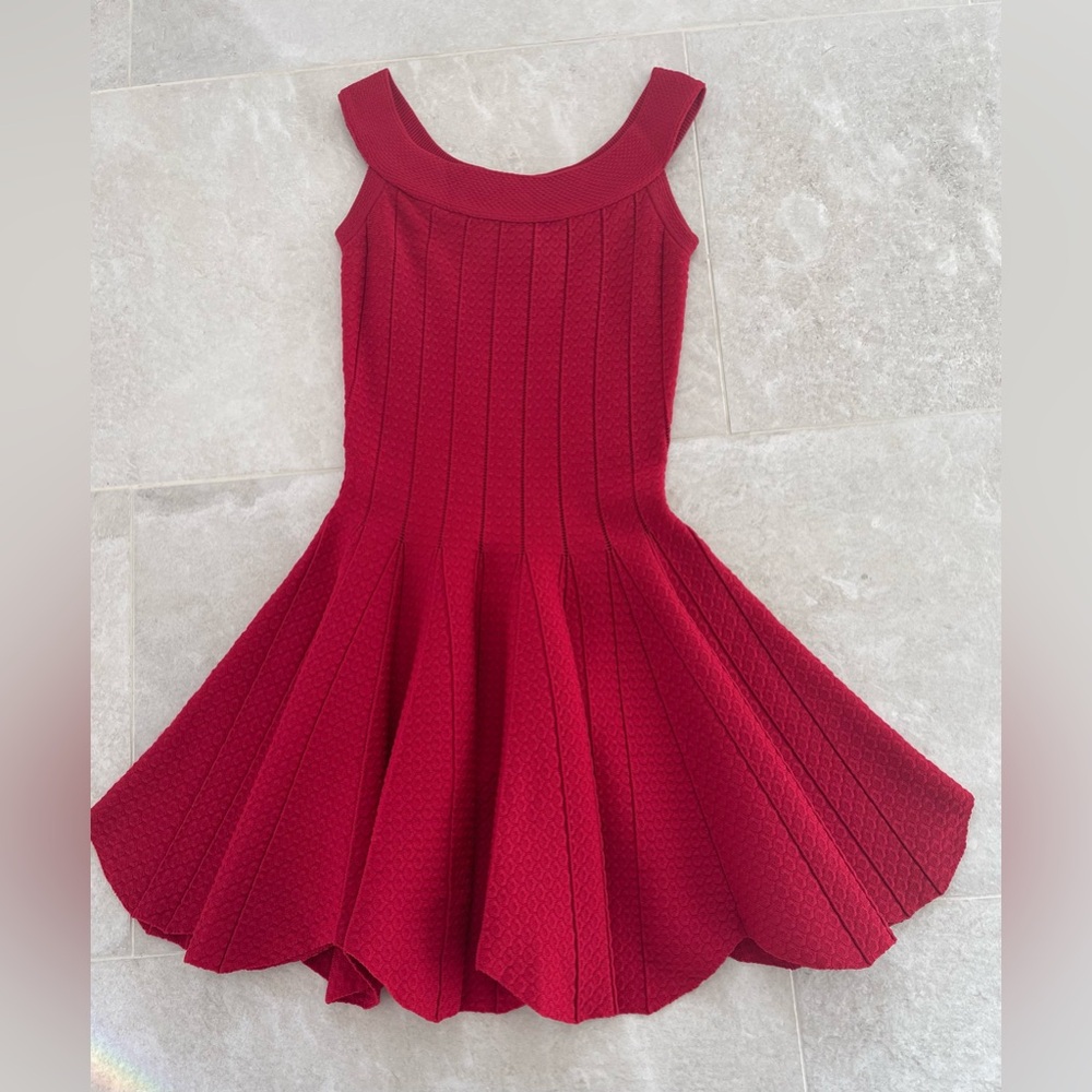 WINTER SALE! Cute & Flirty Jonathan Simkhai Off Shoulder Pointelle Red Dress XS - Picture 5 of 15